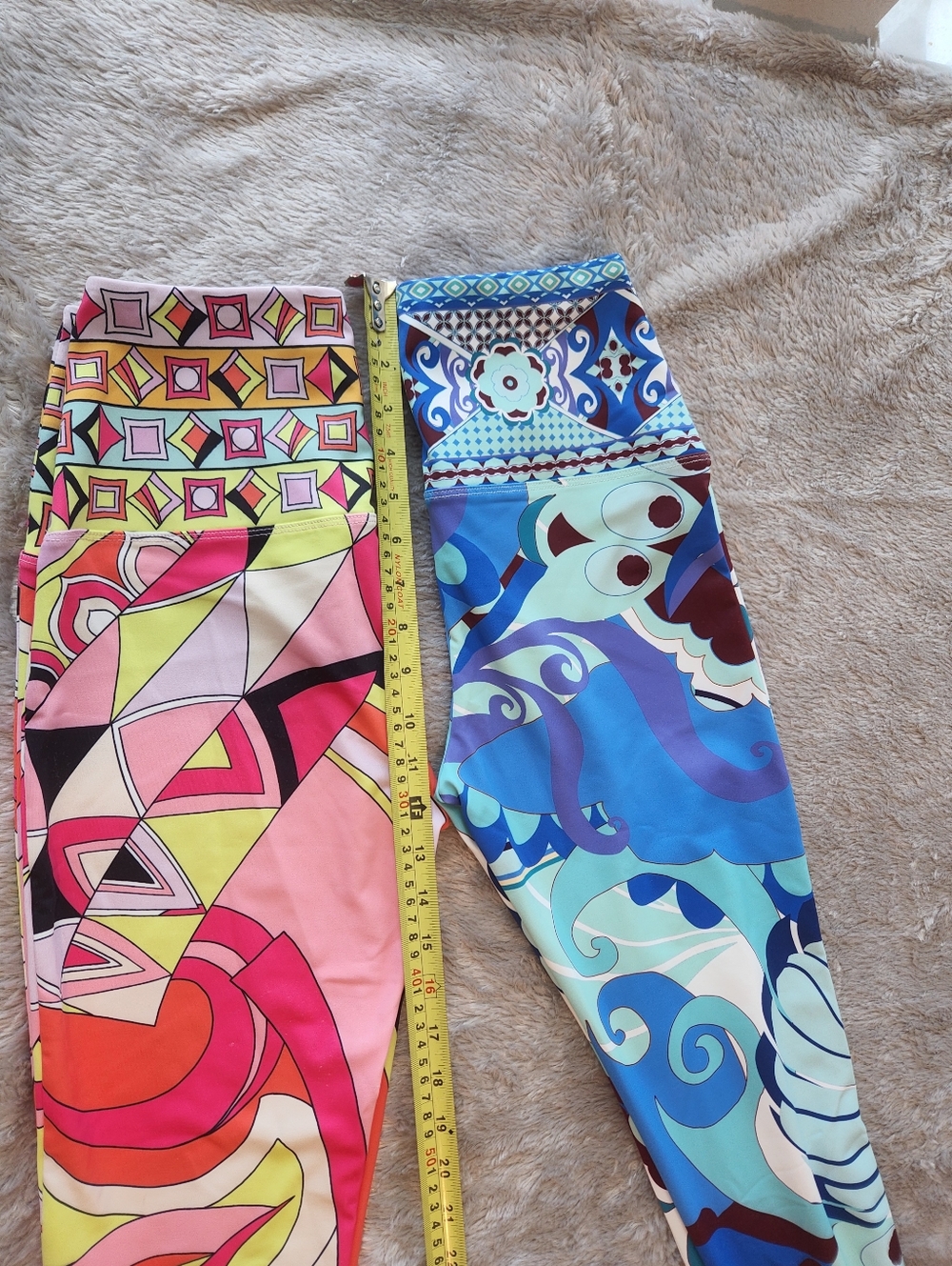 Color-Block Patterned Stretch Leggings - Pink & Blue Set Bundle - Picture 6 of 9